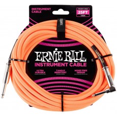Ernie Ball 25ft Braided Instrument Cable 6067 - Neon Orange